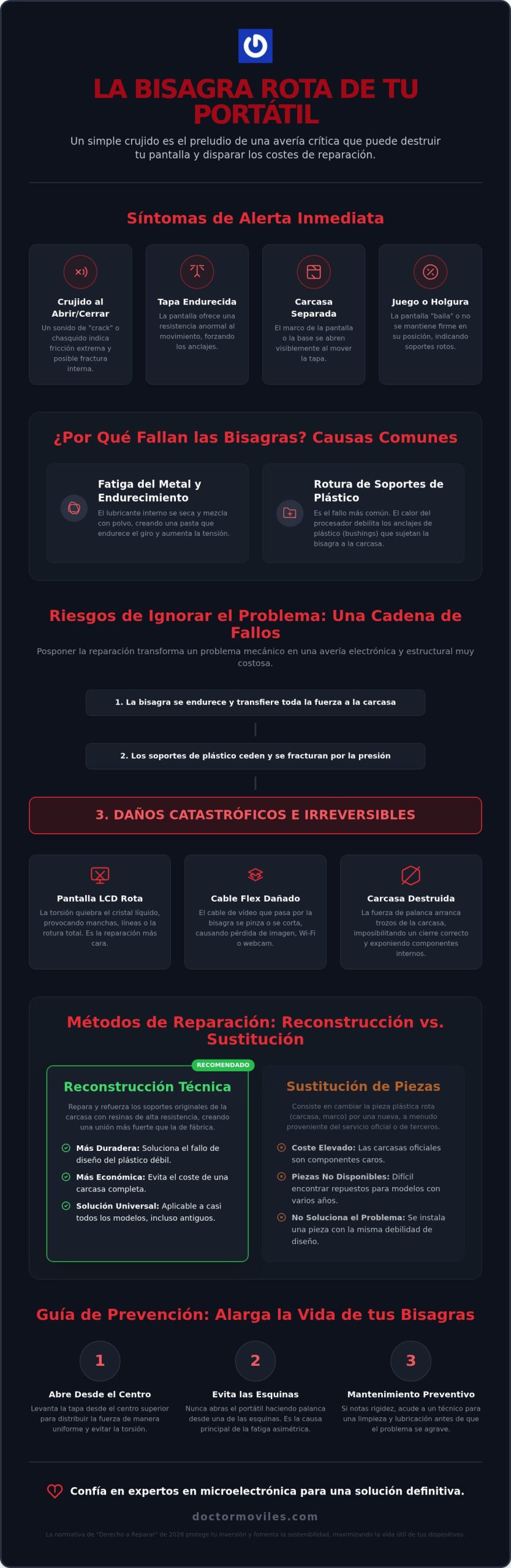 Reparación de bisagras de portátil en Barcelona: Guía completa 2026