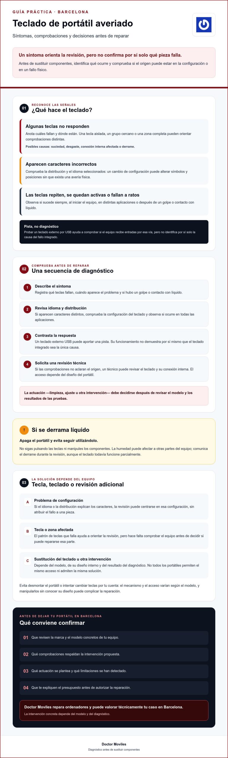 Arreglar teclado de portátil en Barcelona: diagnóstico y reparación