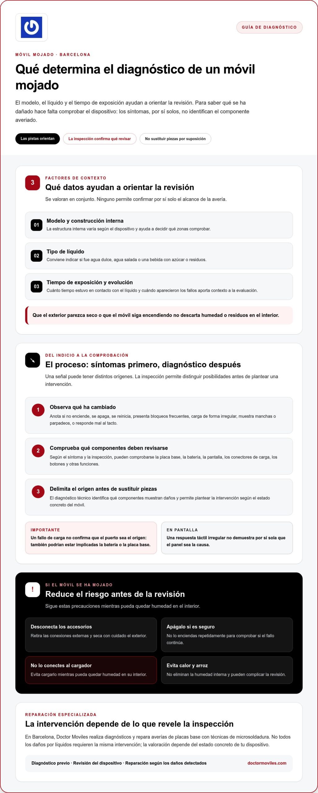 ¿Cuánto cuesta reparar un móvil mojado? Qué determina el diagnóstico